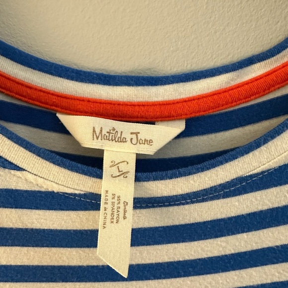 Matilda Jane Sincerely Me Blue and White Stripped top size large - Picture 3 of 6